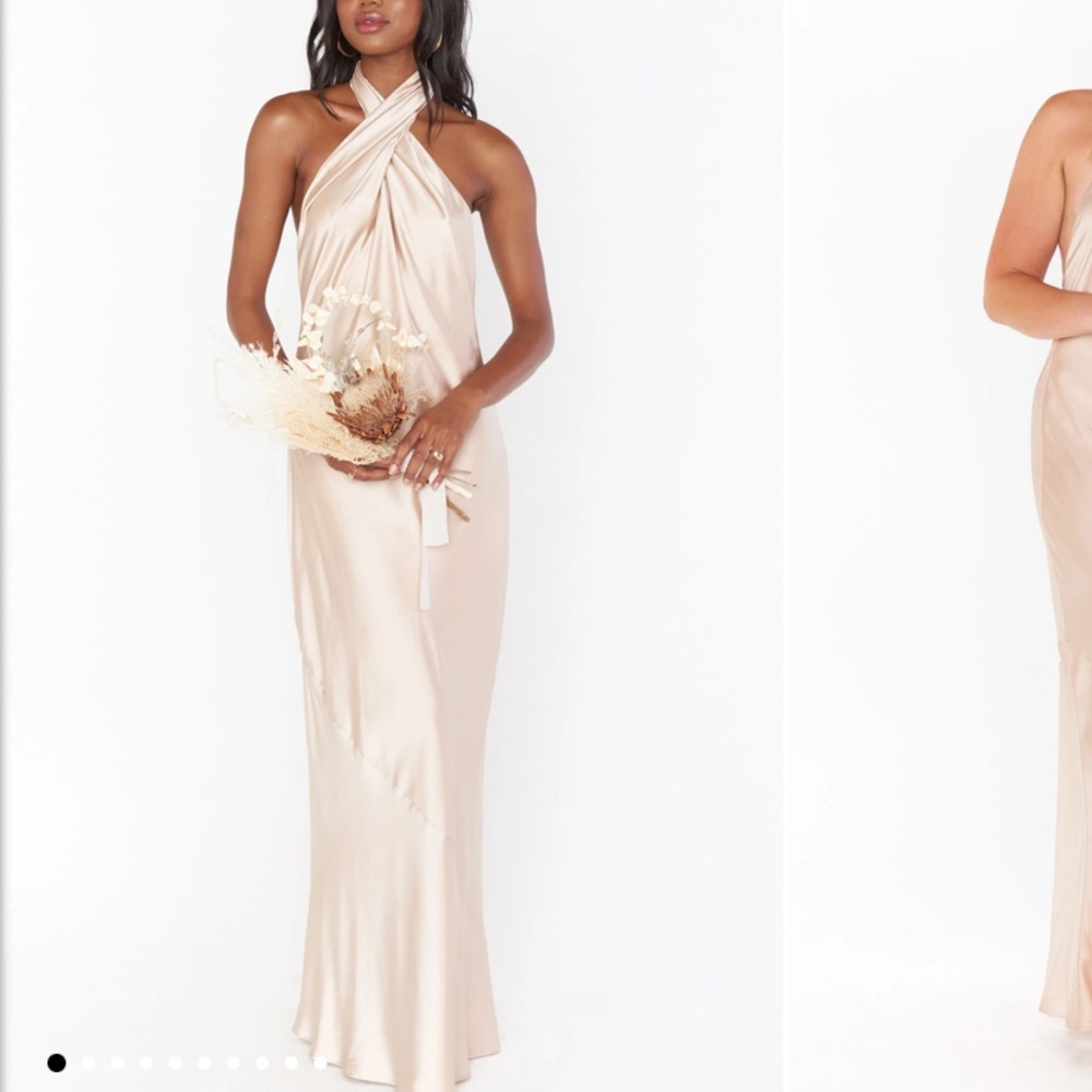 SHOW ME YOUR MUMU Luxe Champagne floor length dress. worn once! Low back